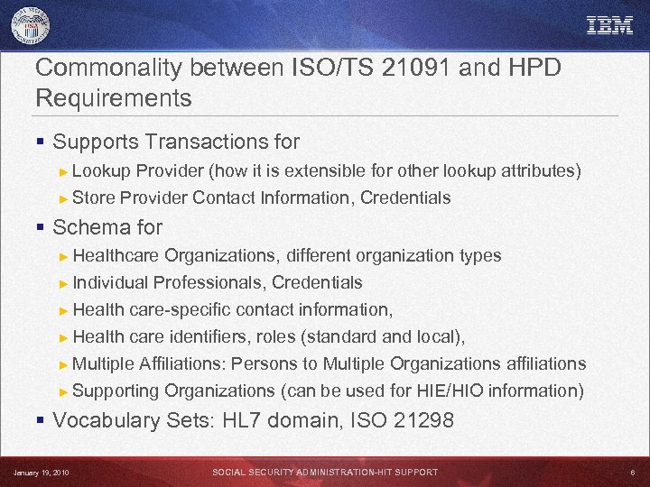 Commonality between ISO/TS 21091 and HPD Requirements § Supports Transactions for ► Lookup Provider