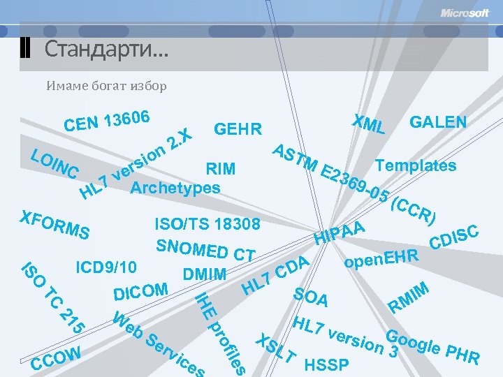 Стандарти. . . Имаме богат избор EN 13606 C LO INC RMS O IS