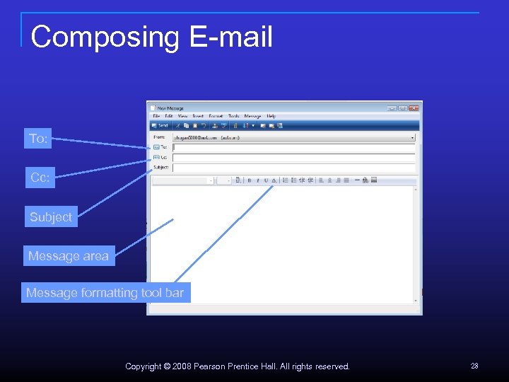 Composing E-mail To: Cc: Subject Message area Message formatting tool bar Copyright © 2008