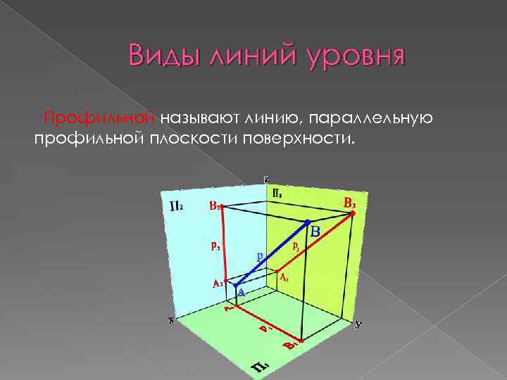 Виды линий уровня Профильной называют линию, параллельную профильной плоскости поверхности. 