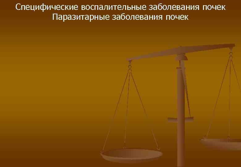 Специфические воспалительные заболевания почек Паразитарные заболевания почек 