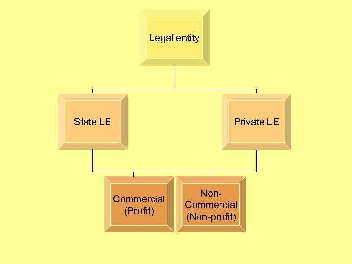 Legal entity State LE Private LE Commercial (Profit) Non. Commercial (Non-profit) 