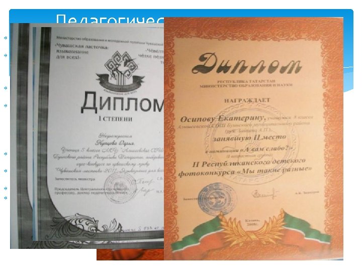 Педагогическая деятельность II. Количество призовых мест, занятых обучающимися на районных и республиканских олимпиадах, конкурсах