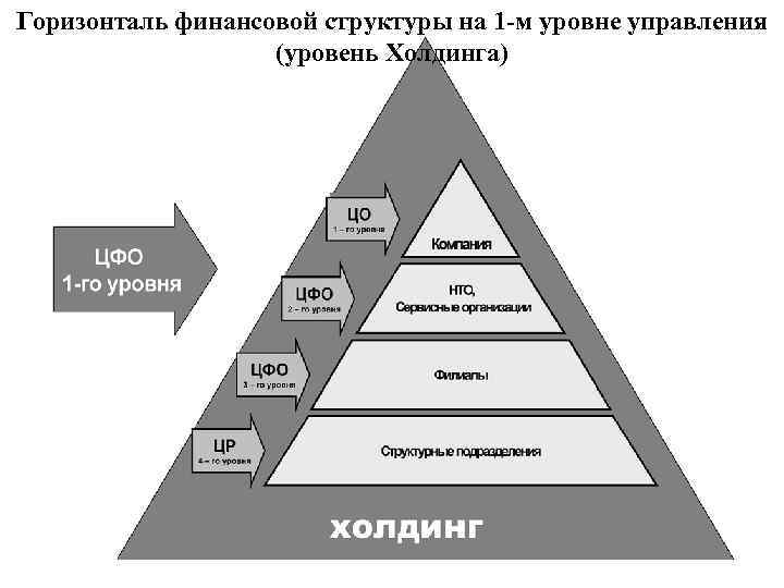 Горизонталь финансовой структуры на 1 -м уровне управления (уровень Холдинга) 
