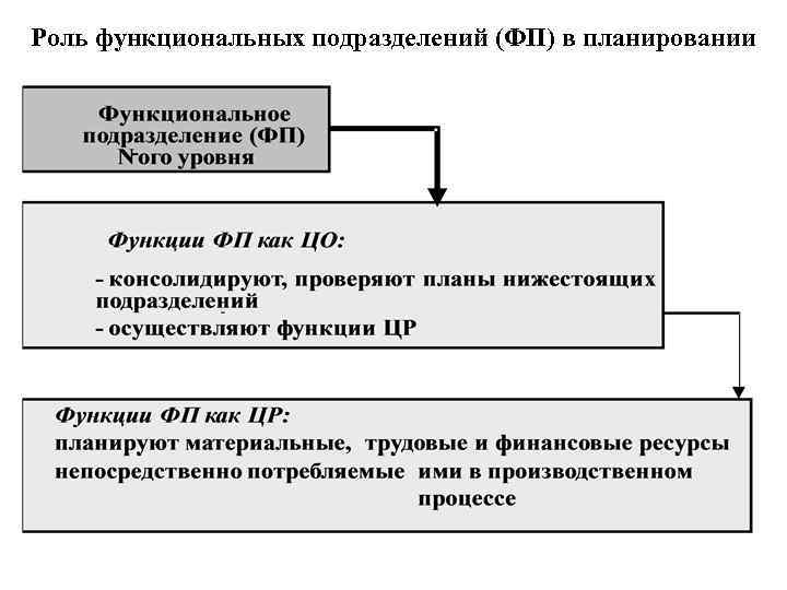 Роль функциональных подразделений (ФП) в планировании 