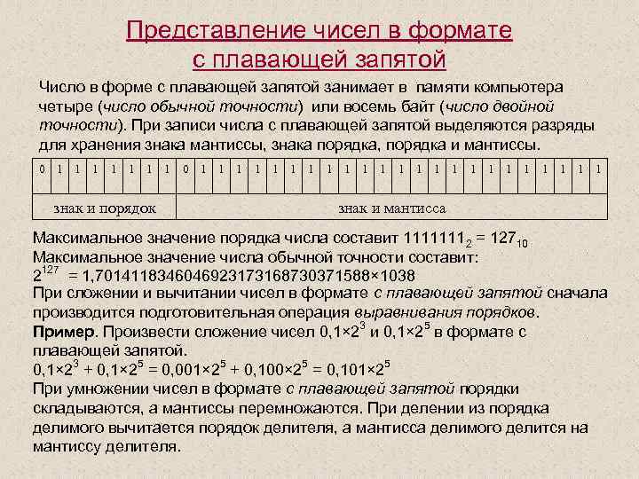 Числа точности. Представление чисел в форме с плавающей запятой. Число с плавающей запятой. Запись числа с плавающей запятой. Представление чисел с плавающей запятой в памяти компьютера.