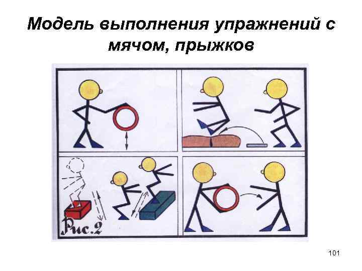Модель выполнения упражнений с мячом, прыжков 101 