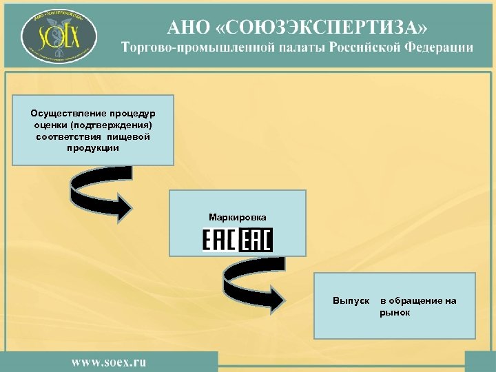 Осуществление процедур оценки (подтверждения) соответствия пищевой продукции Маркировка Выпуск в обращение на рынок 