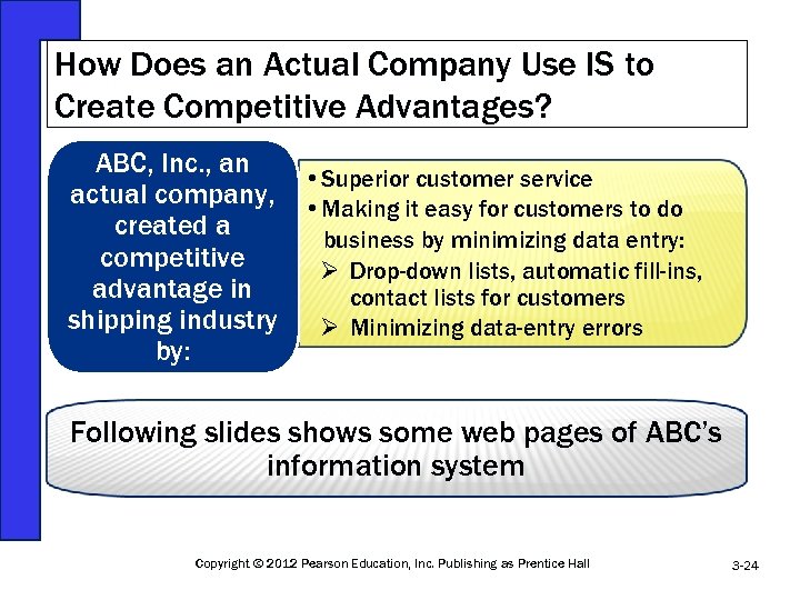 How Does an Actual Company Use IS to Create Competitive Advantages? ABC, Inc. ,