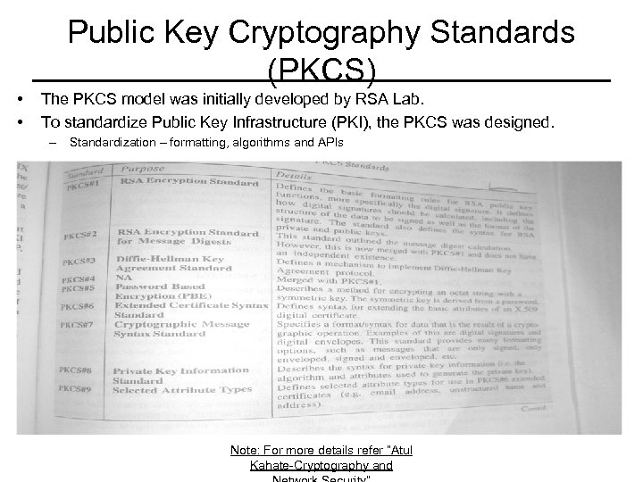 Public Key Cryptography Standards (PKCS) • • The PKCS model was initially developed by