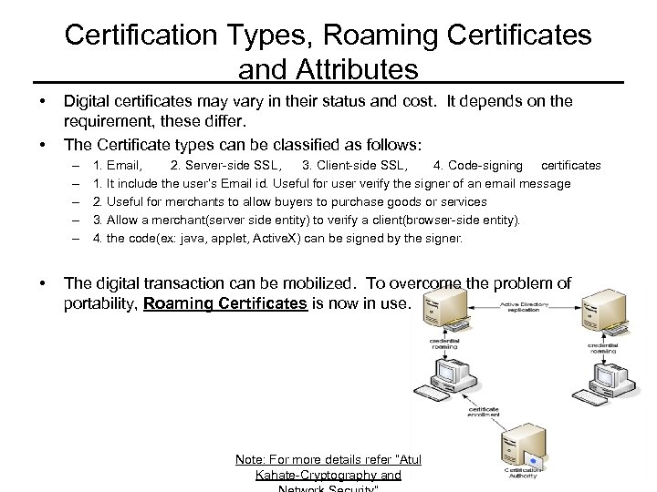 Certification Types, Roaming Certificates and Attributes • • Digital certificates may vary in their