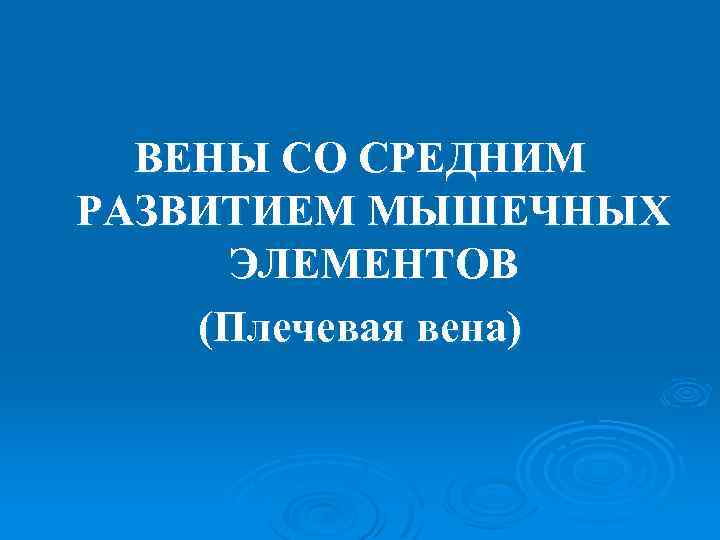 ВЕНЫ СО СРЕДНИМ РАЗВИТИЕМ МЫШЕЧНЫХ ЭЛЕМЕНТОВ (Плечевая вена) 