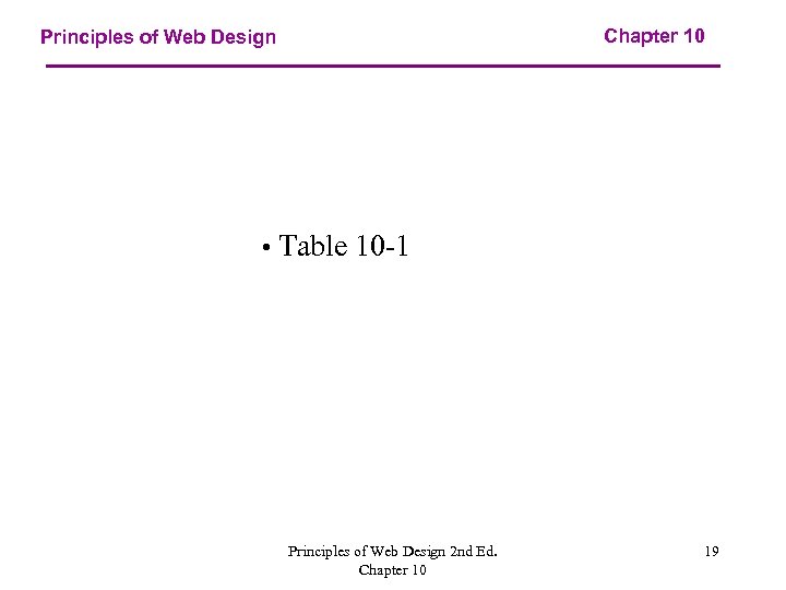 Chapter 10 Principles of Web Design • Table 10 -1 Principles of Web Design