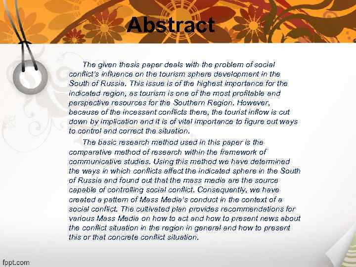 Abstract The given thesis paper deals with the problem of social conflict’s influence on