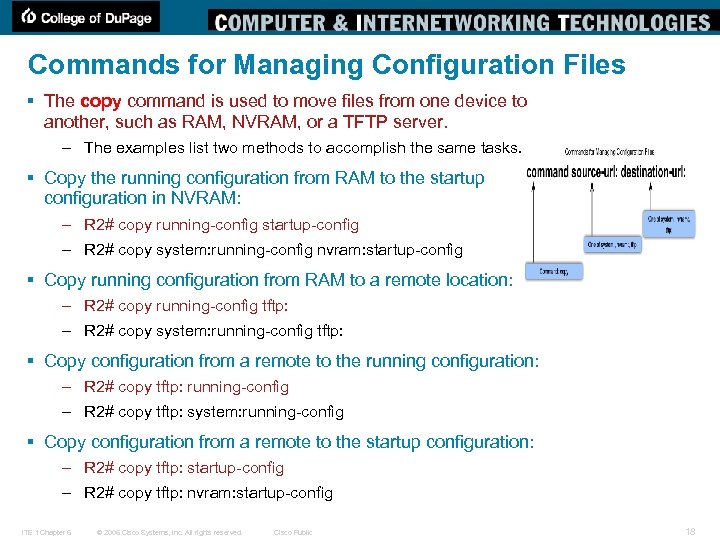 Commands for Managing Configuration Files § The copy command is used to move files
