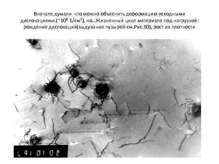 Вначале думали что можно объяснить деформацию исходными дислокациями. (~108 1/cм 2), но…Жизненный цикл материала