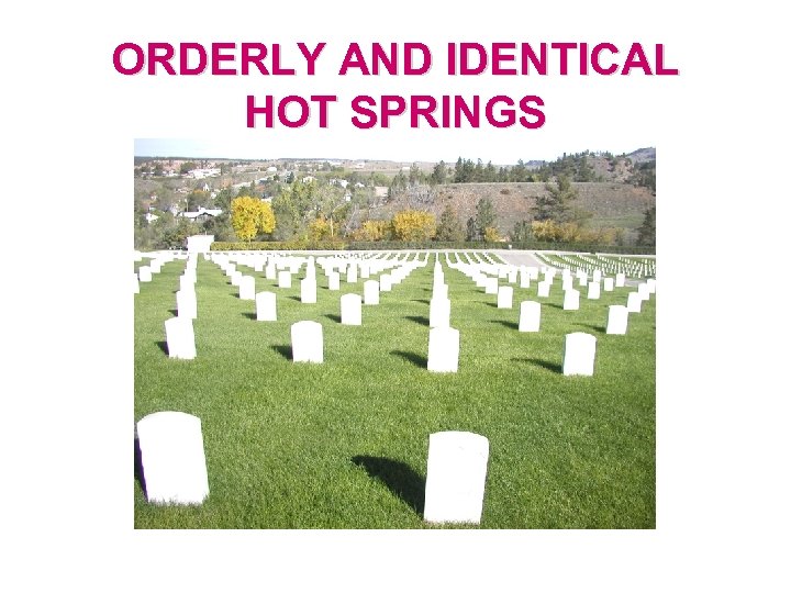 ORDERLY AND IDENTICAL HOT SPRINGS 