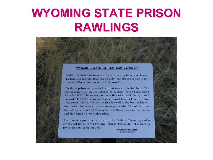 WYOMING STATE PRISON RAWLINGS 