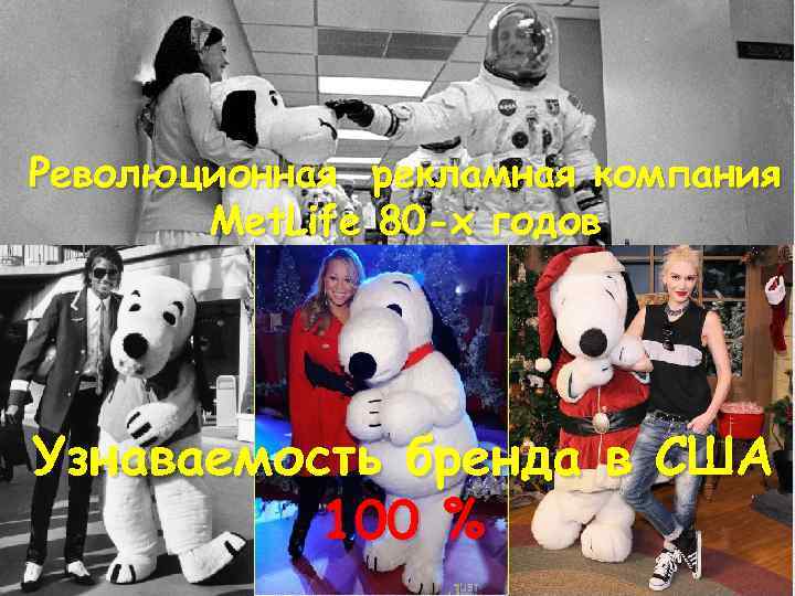 Революционная рекламная компания Met. Life 80 -х годов Узнаваемость бренда в США 100 %