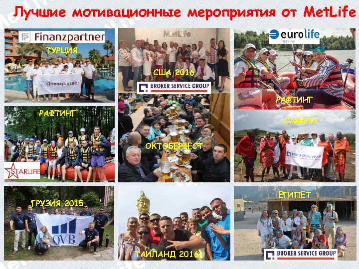 Лучшие мотивационные мероприятия от Met. Life ТУРЦИЯ США 2016 РАФТИНГ САФАРИ ОКТОБЕРФЕСТ ЕГИПЕТ ГРУЗИЯ