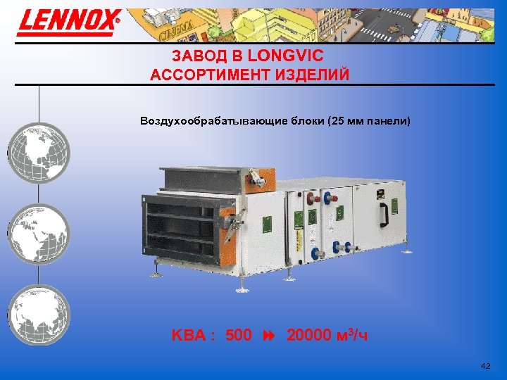 ЗАВОД В LONGVIC АССОРТИМЕНТ ИЗДЕЛИЙ Воздухообрабатывающие блоки (25 мм панели) KBA : 500 20000