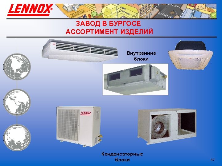 ЗАВОД В БУРГОСЕ АССОРТИМЕНТ ИЗДЕЛИЙ Внутренние блоки Конденсаторные блоки 57 