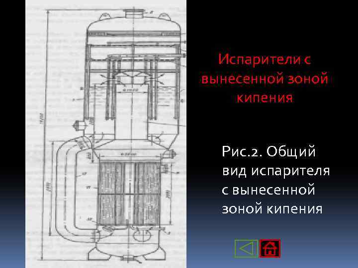 Испарители с вынесенной зоной кипения Рис. 2. Общий вид испарителя с вынесенной зоной кипения