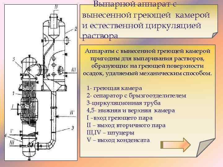 Аппарат выпарной с естественной циркуляцией и вынесенной греющей камерой чертеж общего вида