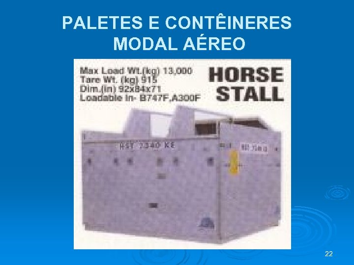 PALETES E CONTÊINERES MODAL AÉREO 22 