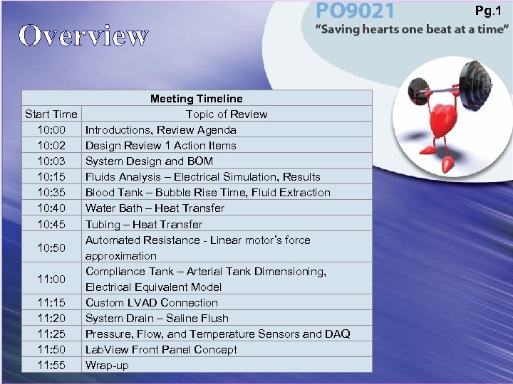 Overview Meeting Timeline Start Time Topic of Review 10: 00 Introductions, Review Agenda 10: