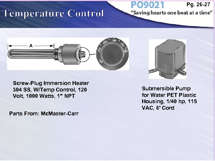 Temperature Control Screw-Plug Immersion Heater 304 SS, W/Temp Control, 120 Volt, 1000 Watts, 1"