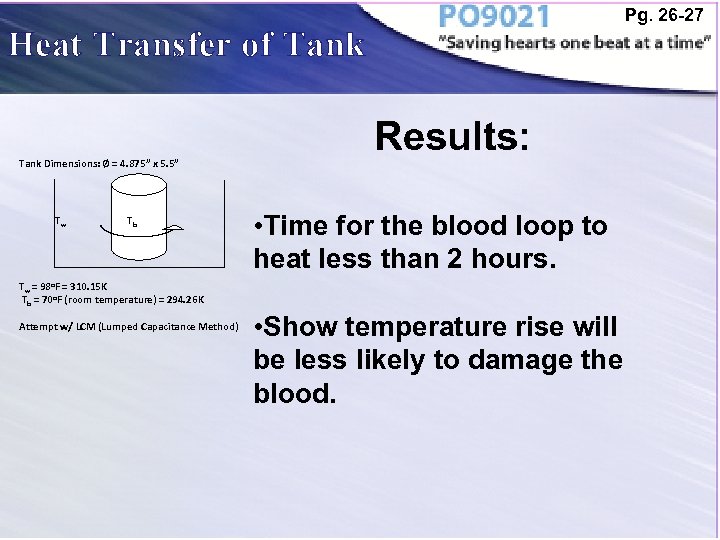 Pg. 26 -27 Heat Transfer of Tank Dimensions: Ø = 4. 875” x 5.
