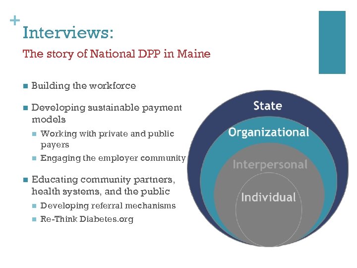 + Interviews: The story of National DPP in Maine n Building the workforce n