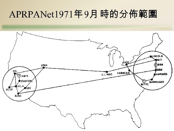 APRPANet 1971年 9月 時的分佈範圍 