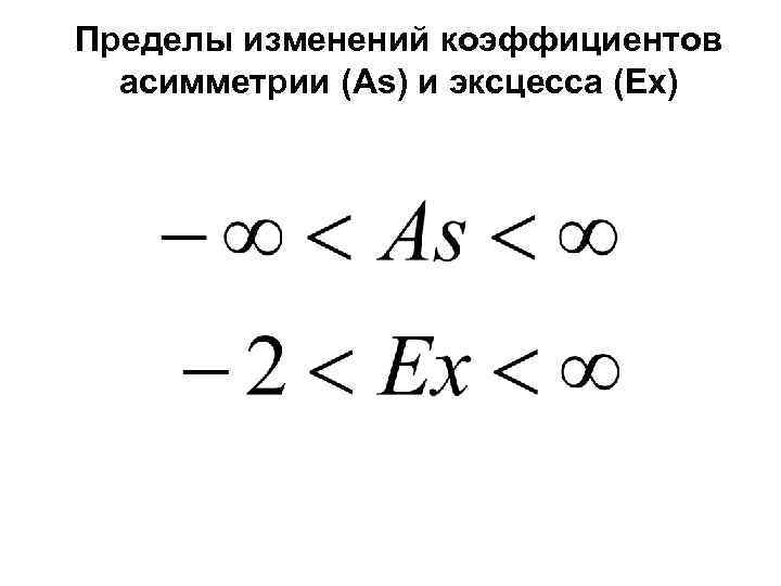 Пределы изменений коэффициентов асимметрии (As) и эксцесса (Ex) 