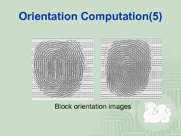 Orientation Computation(5) Block orientation images 