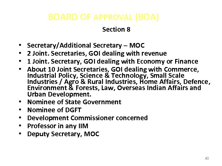 BOARD OF APPROVAL (BOA) Section 8 • • • Secretary/Additional Secretary – MOC 2