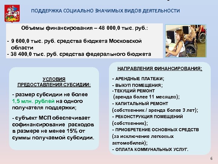 ПОДДЕРЖКА СОЦИАЛЬНО ЗНАЧИМЫХ ВИДОВ ДЕЯТЕЛЬНОСТИ Объемы финансирования – 48 000, 0 тыс. руб. :