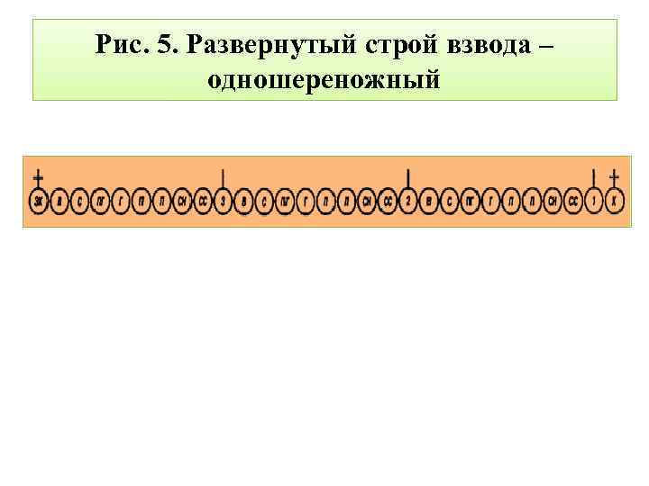 Рис. 5. Развернутый строй взвода – одношереножный 