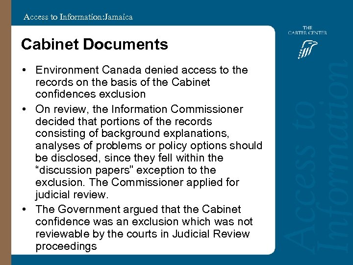 Access to Information: Jamaica Cabinet Documents • Environment Canada denied access to the records