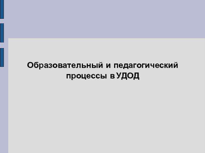 Образовательный и педагогический процессы в УДОД 