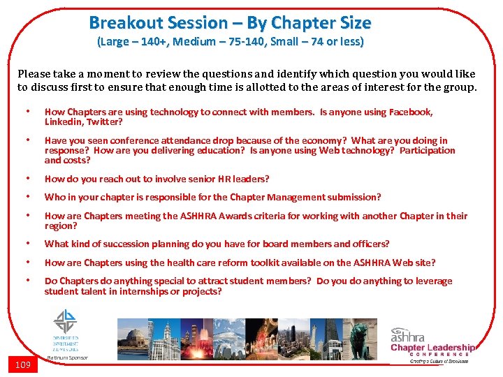 Breakout Session – By Chapter Size (Large – 140+, Medium – 75 -140, Small