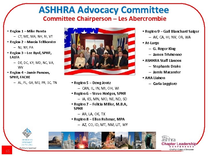 ASHHRA Advocacy Committee Chairperson – Les Abercrombie • Region 1 – Mike Paruta –