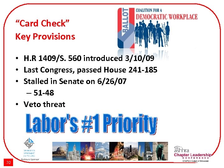 EFCA – HR 1409/S 560 “Card Check” Key Provisions • H. R 1409/S. 560