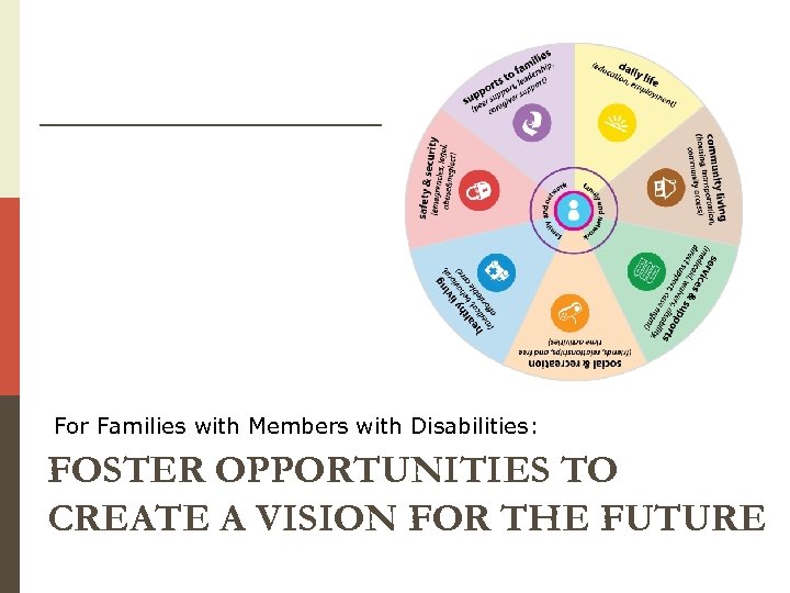 For Families with Members with Disabilities: FOSTER OPPORTUNITIES TO CREATE A VISION FOR THE