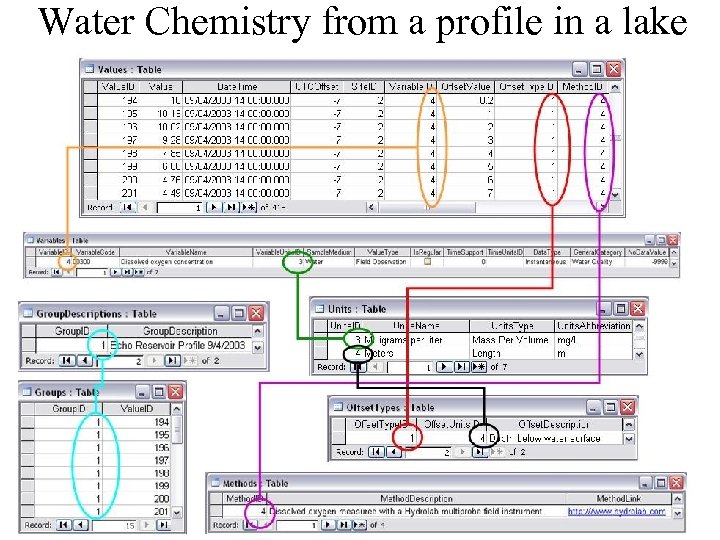 Water Chemistry from a profile in a lake 