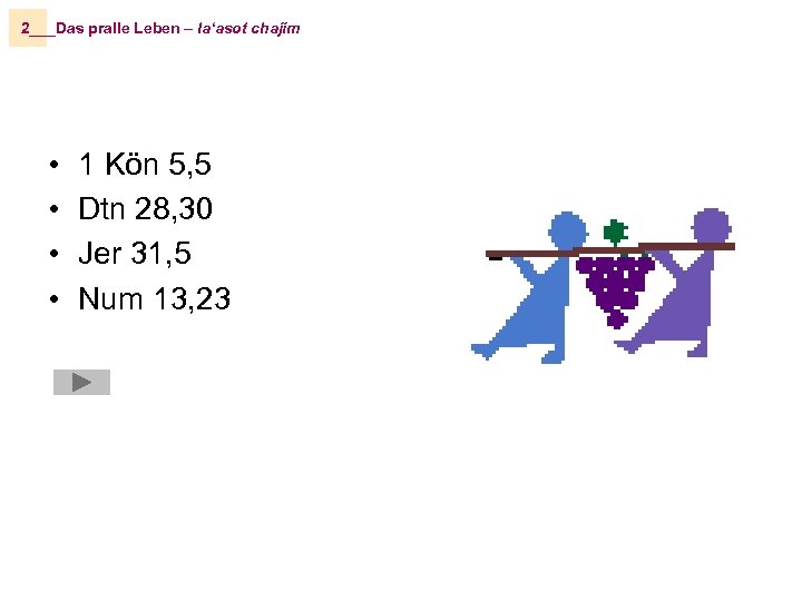 2___Das pralle Leben – la‘asot chajim • • 1 Kön 5, 5 Dtn 28,