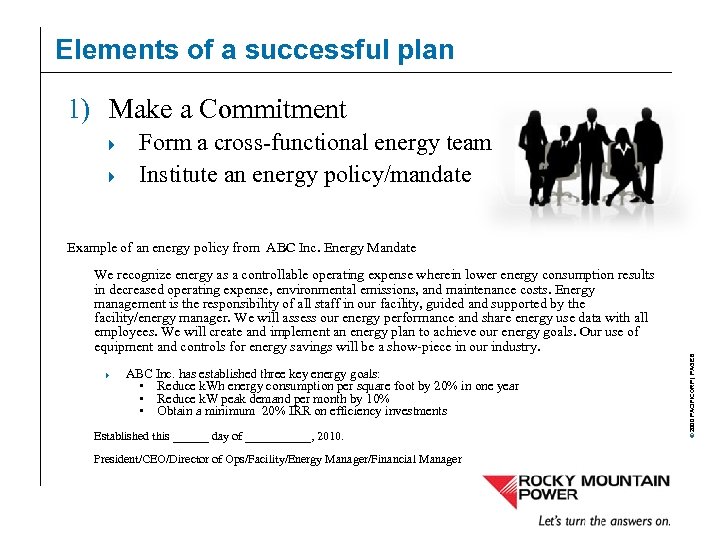 Elements of a successful plan 1) Make a Commitment 4 4 Form a cross-functional