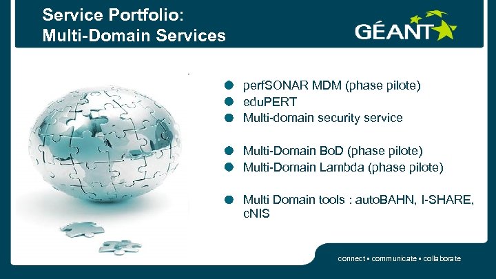 Service Portfolio: Multi-Domain Services perf. SONAR MDM (phase pilote) edu. PERT Multi-domain security service