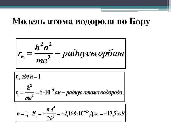 Модель атома водорода по Бору 